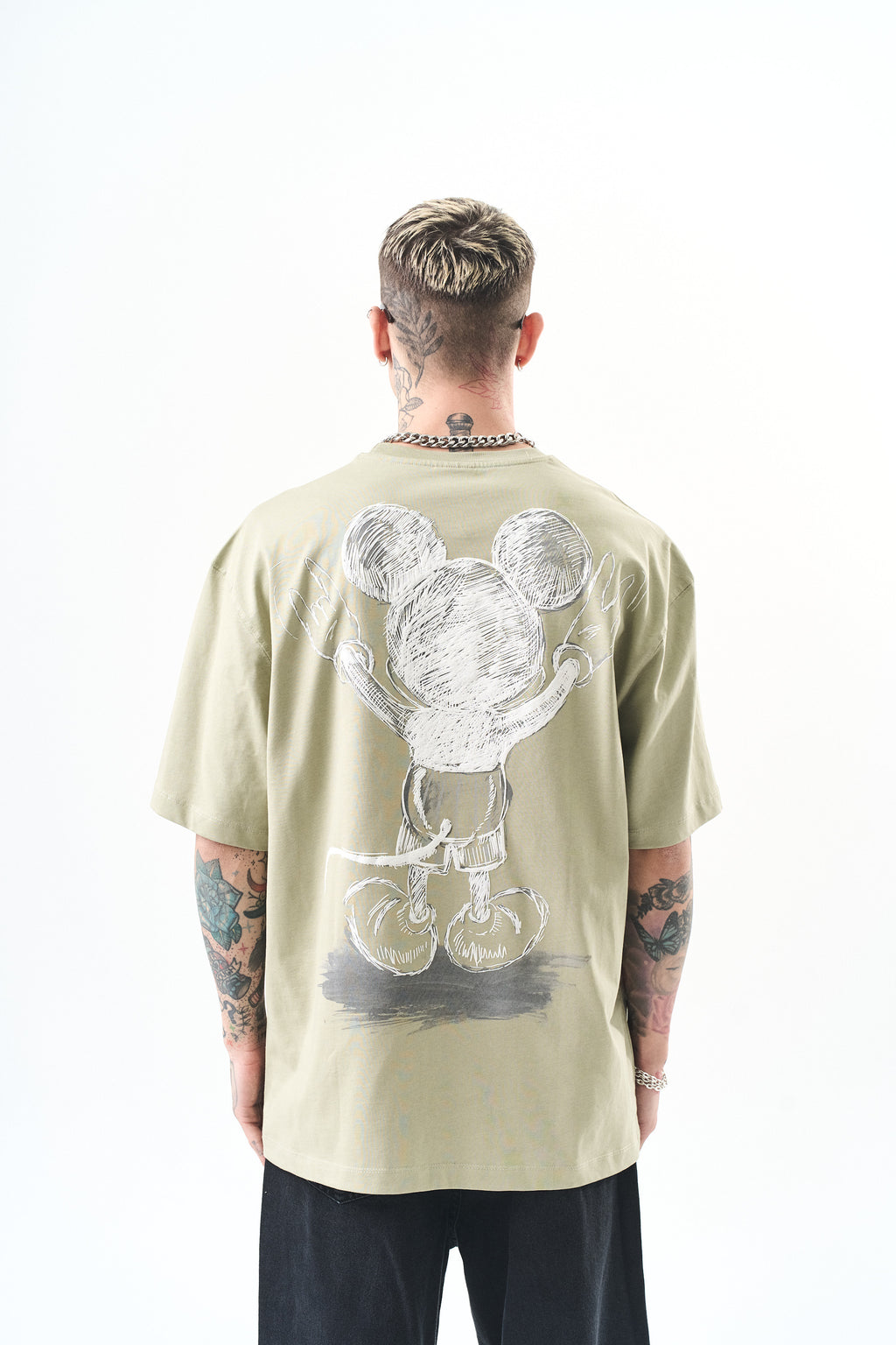 T-SHIRT NOIR OVERSIZE IMPRIMÉ MICKEY DESSIN