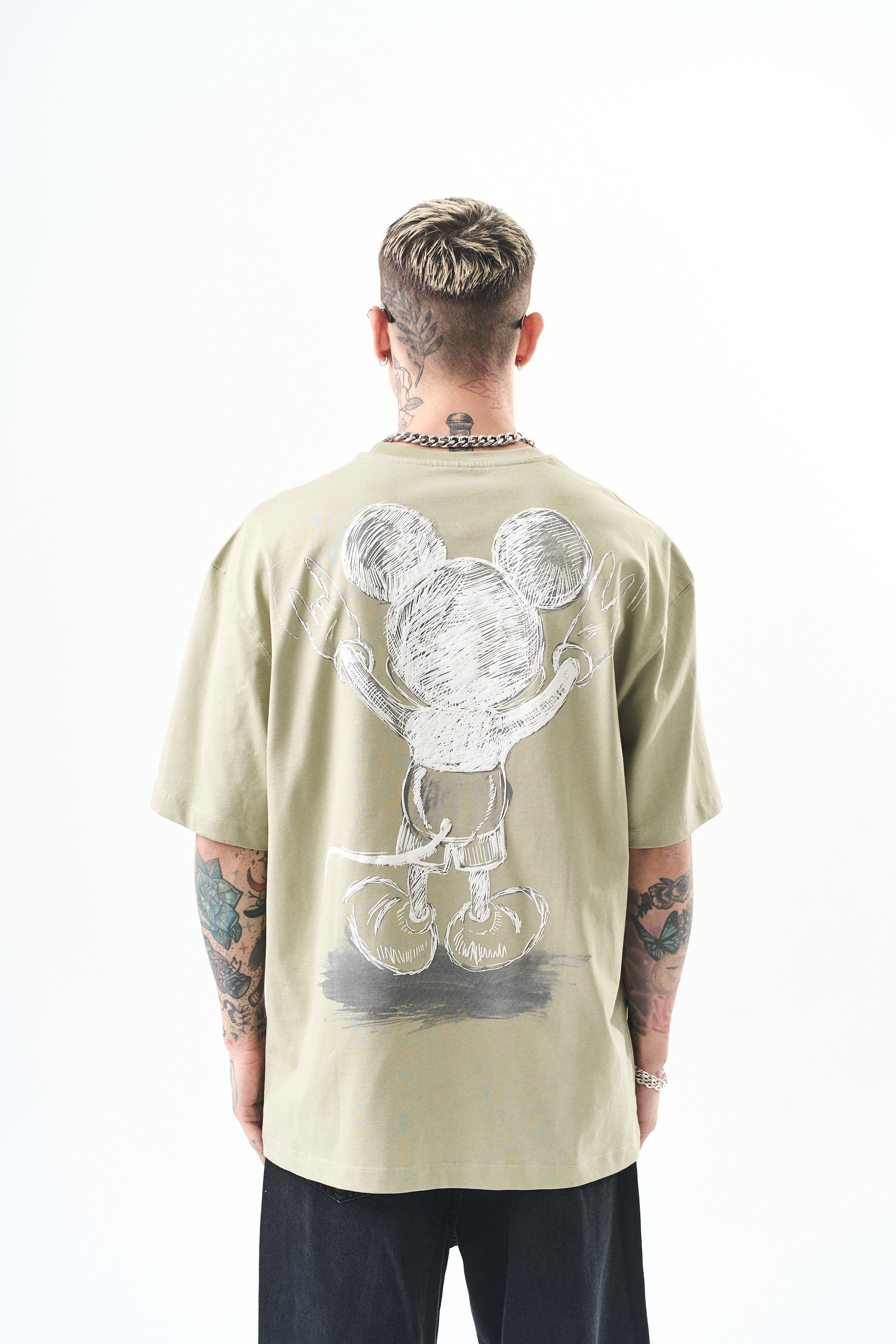 T-SHIRT NOIR OVERSIZE IMPRIMÉ MICKEY DESSIN